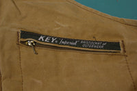 Key Imperial Aristocrat Vintage Quilt Lined 70's Talon Zipper Overalls Bibs Large Short