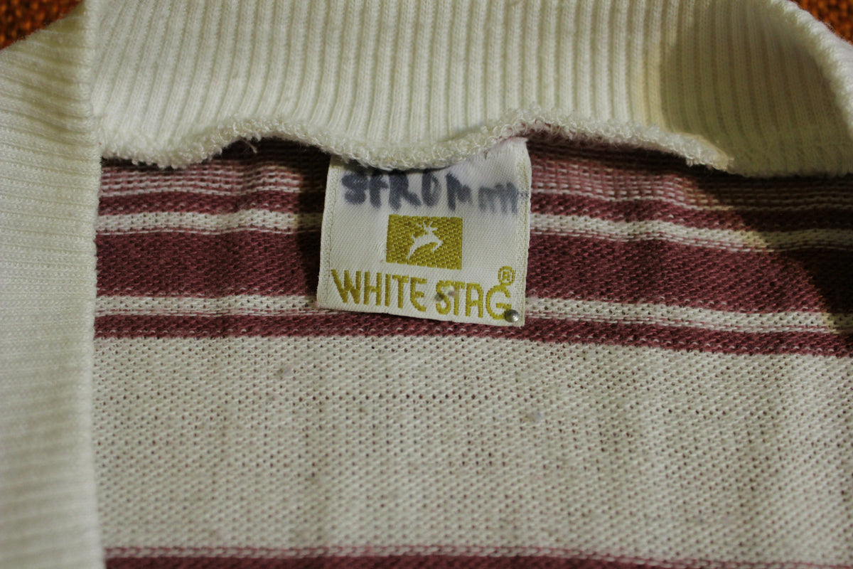 White Stag Striped Vintage Short Sleeve Shirt. 70's 80's Knit. Women's Medium
