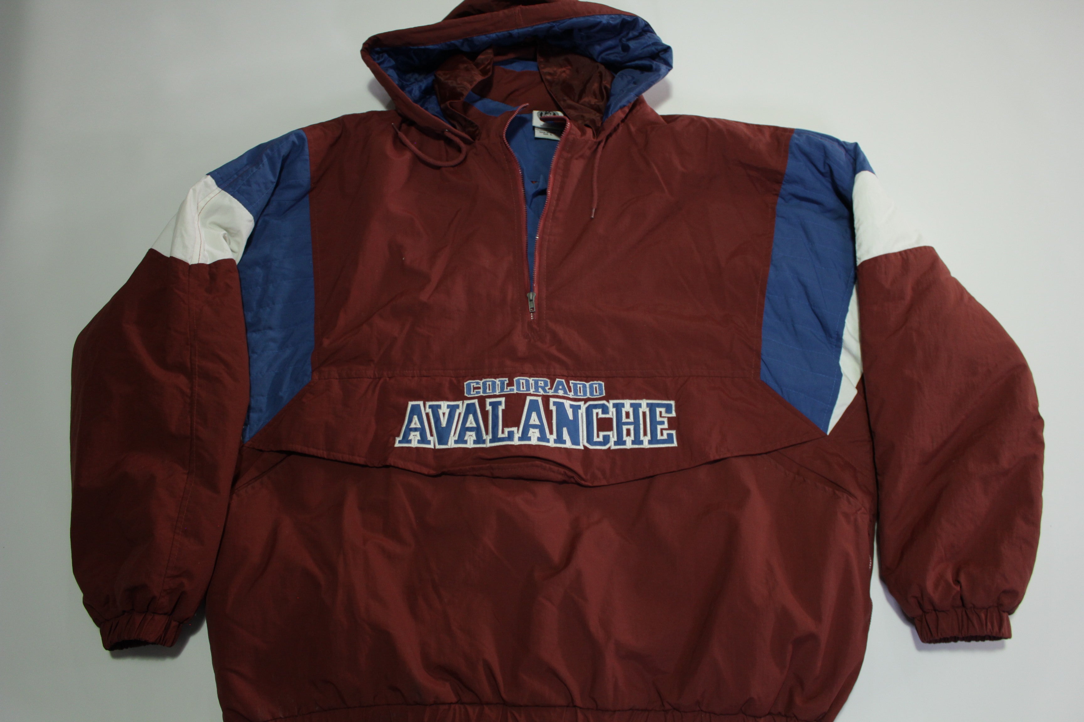 Colorado Avalanche Vintage 90's Hockey Pullover Quilt Lined Hooded