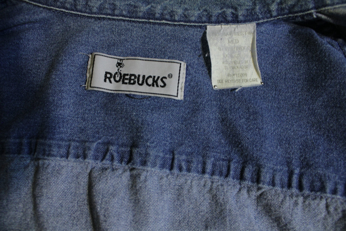 Roebucks Vintage Denim Indigo Long Sleeve Shirt. 80's