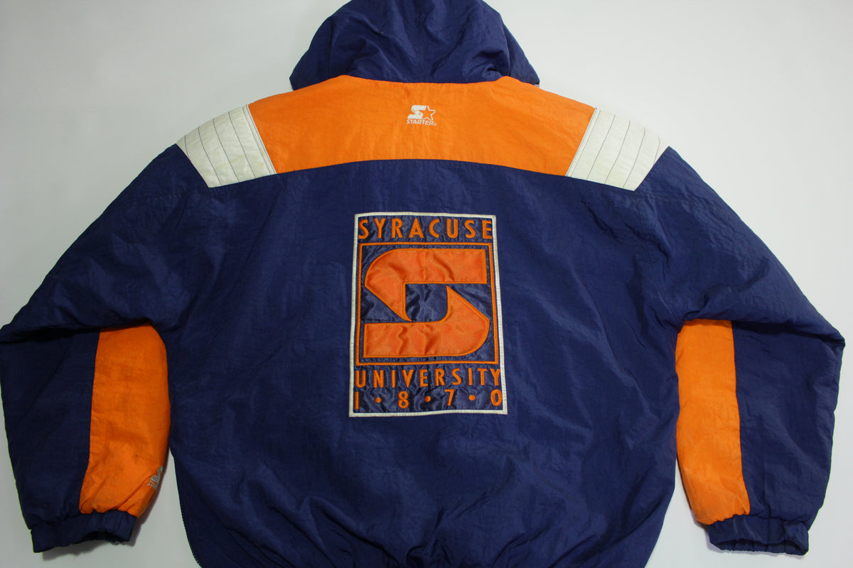 Syracuse Orangeman Vintage 90's NY University 1870 Pullover Hooded Quilt Lined Starter Jacket