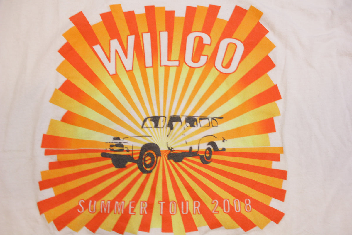Wilco Summer Tour 2008 Double Sided Cities List Vintage Concert Ringer T-shirt