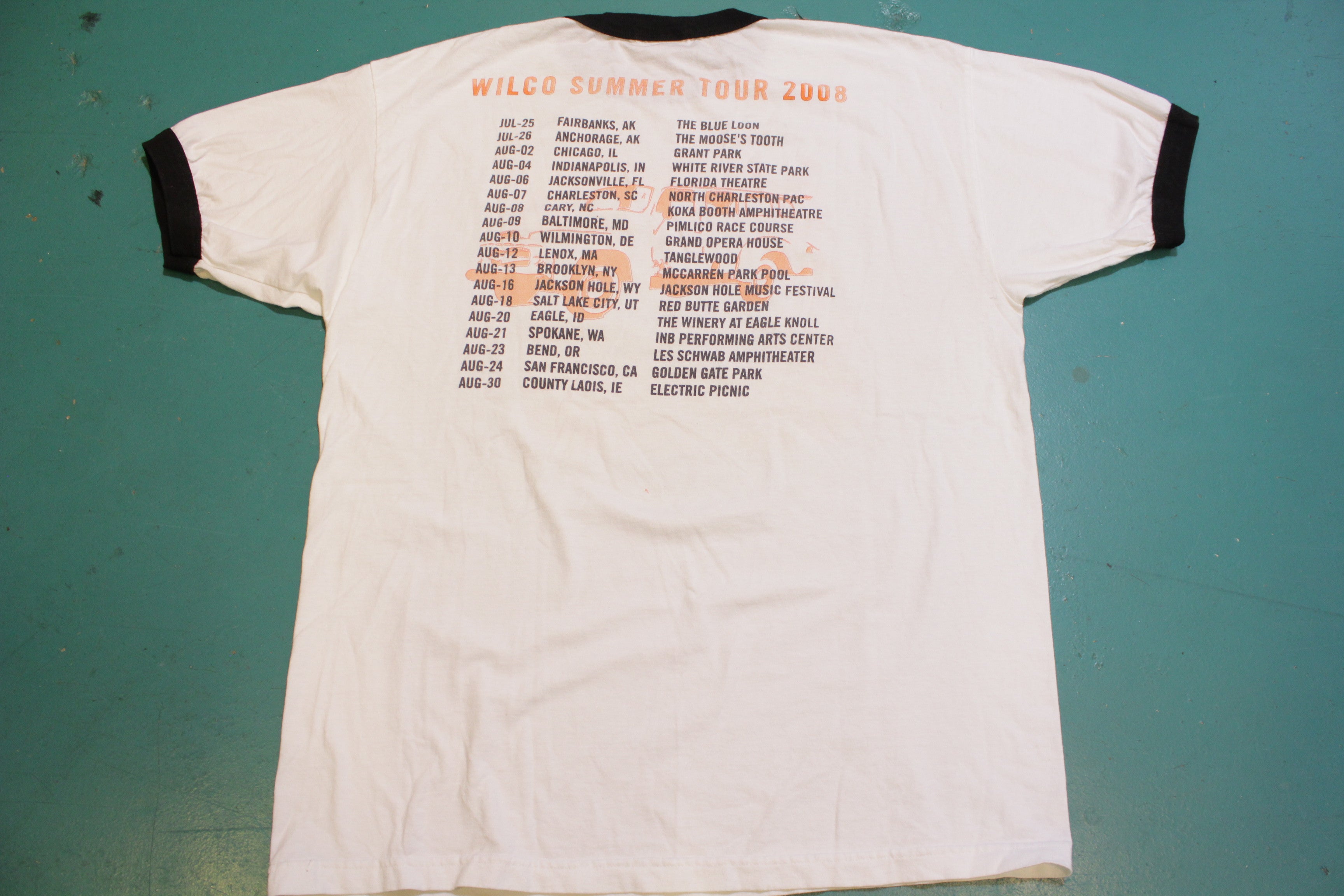 Wilco Summer Tour 2008 Double Sided Cities List Vintage Concert