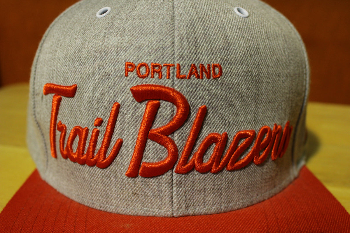Portland Trail Blazers Adjustable Strapback Hat. Mitchell Ness Tweed Knit Denim