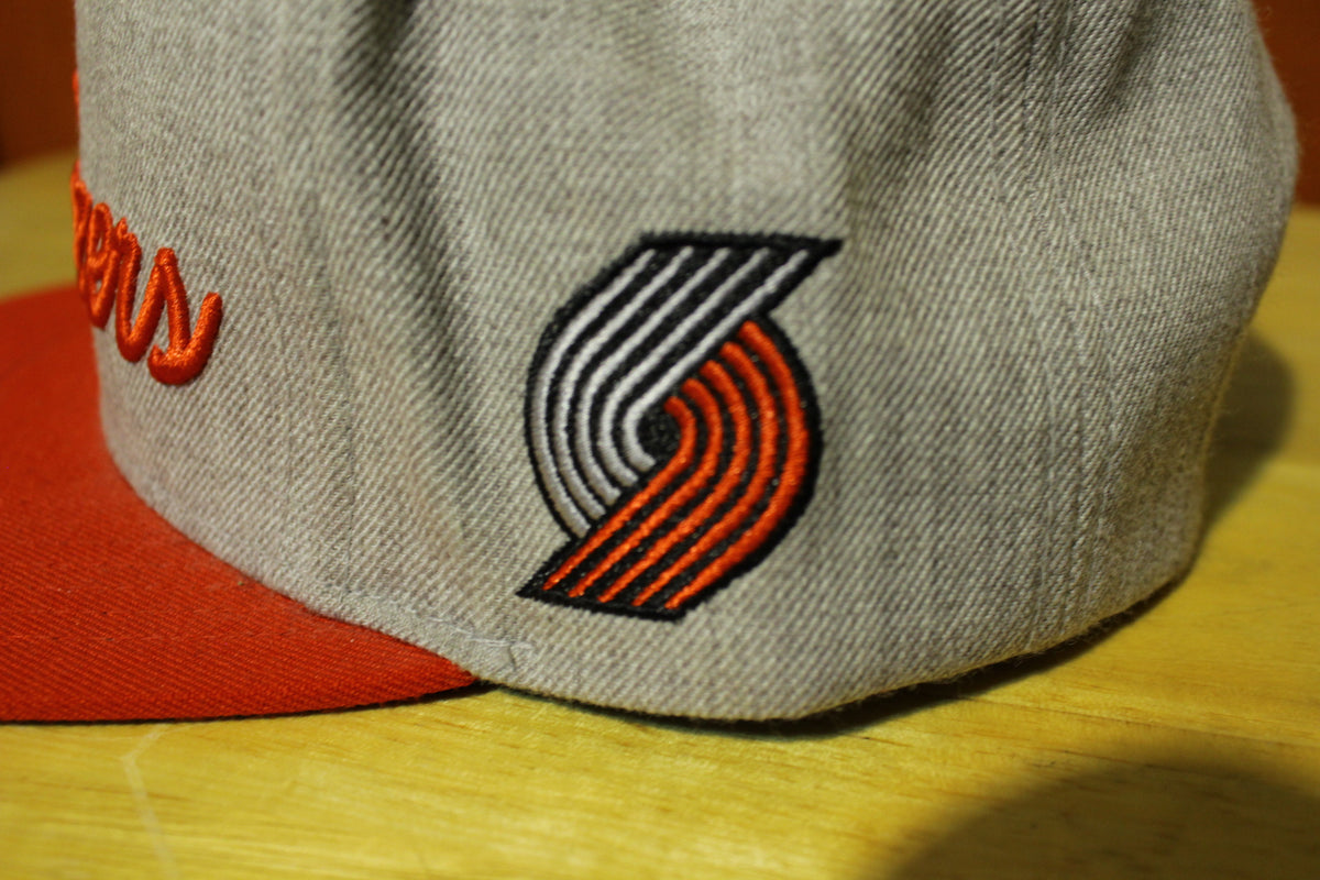 Portland Trail Blazers Adjustable Strapback Hat. Mitchell Ness Tweed Knit Denim
