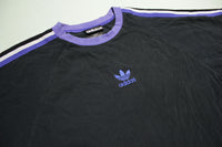 Adidas Vintage 1990's Made in USA Striped Center Trefoil Check Heavyweight T-Shirt