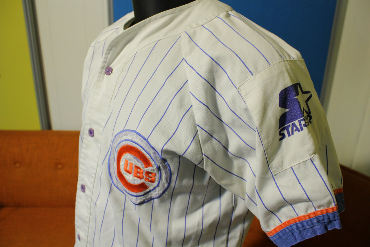 Chicago Cubs Pinstripe Vintage Starter Button Up Jersey. Throwback Bas –  thefuzzyfelt