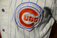 Chicago Cubs Pinstripe Vintage Starter Button Up Jersey. Throwback Baseball