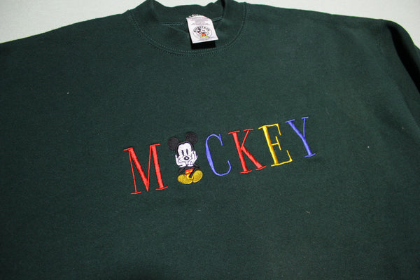 Mickey Embroidered Multi Color Spellout Vintage 90s USA Made Crewneck Sweatshirt