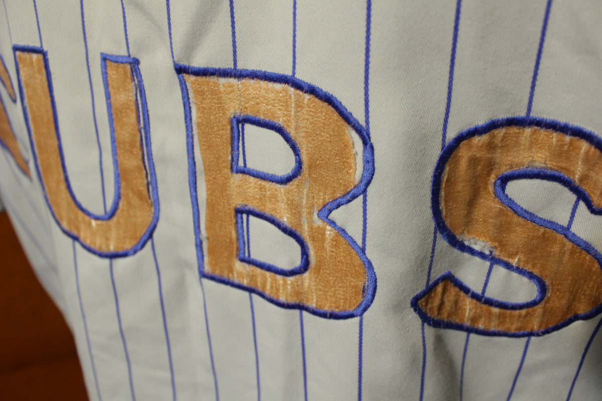 Chicago Cubs Pinstripe Vintage Starter Button Up Jersey. Throwback