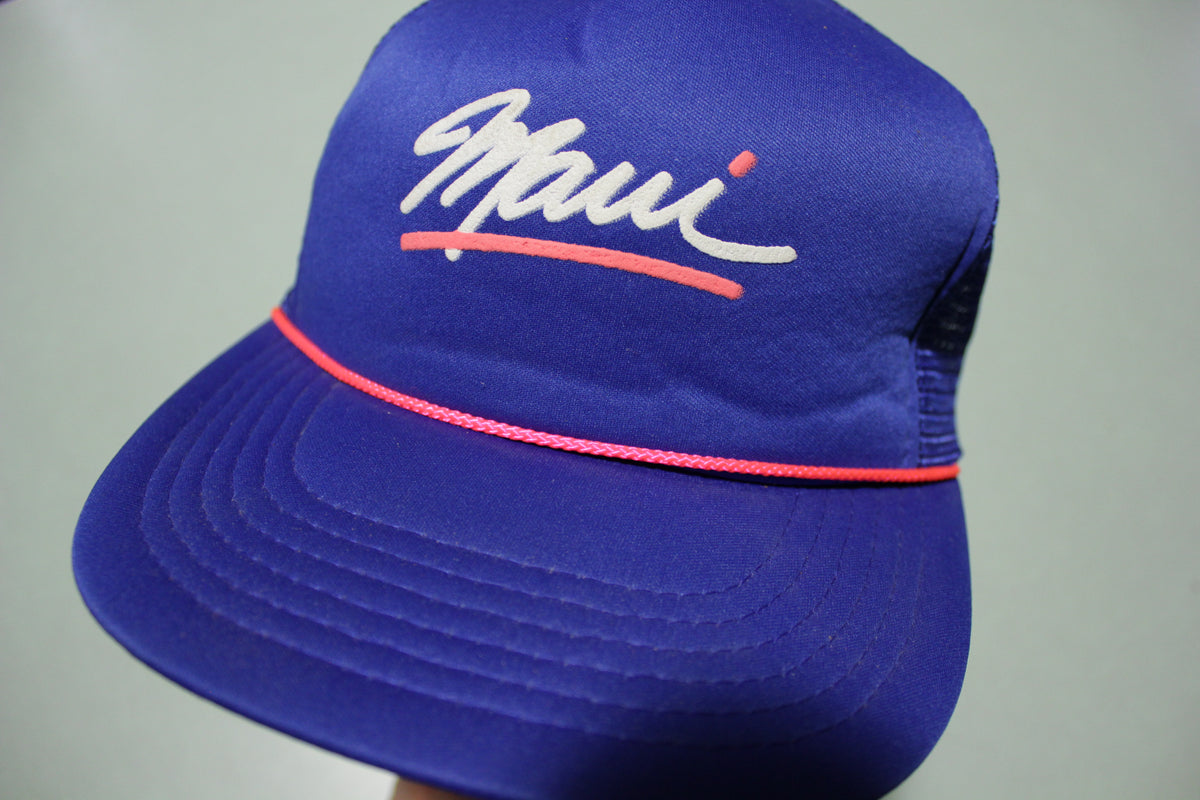 Maui Hawaii Pink Cord Deadstock Vintage 80's Adjustable Back Snapback Trucker Hat