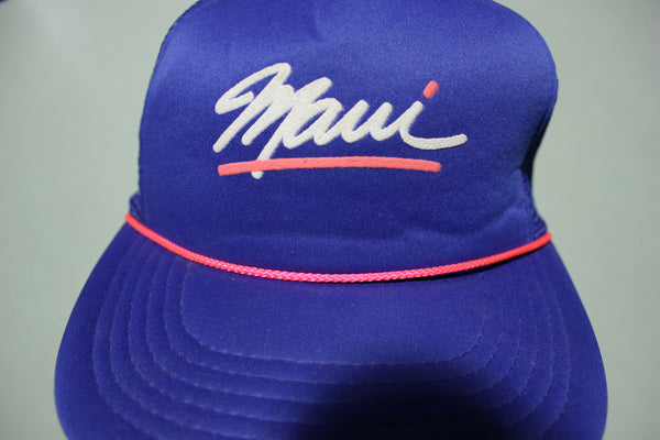 Maui Hawaii Pink Cord Deadstock Vintage 80's Adjustable Back Snapback Trucker Hat