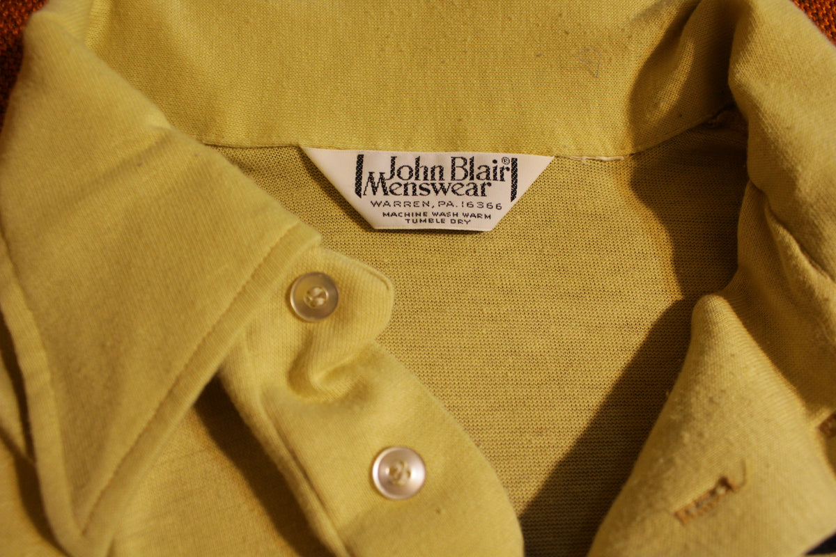 John Blair Menswear Striped Vintage 70's Disco Polo Shirt.