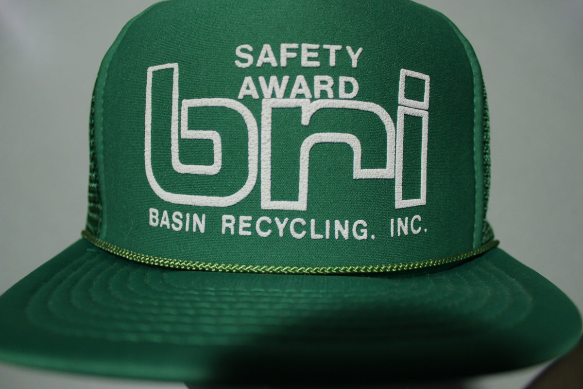 BRI Basin Recycling Inc. Vintage 80's Adjustable Back Snapback Trucker Hat