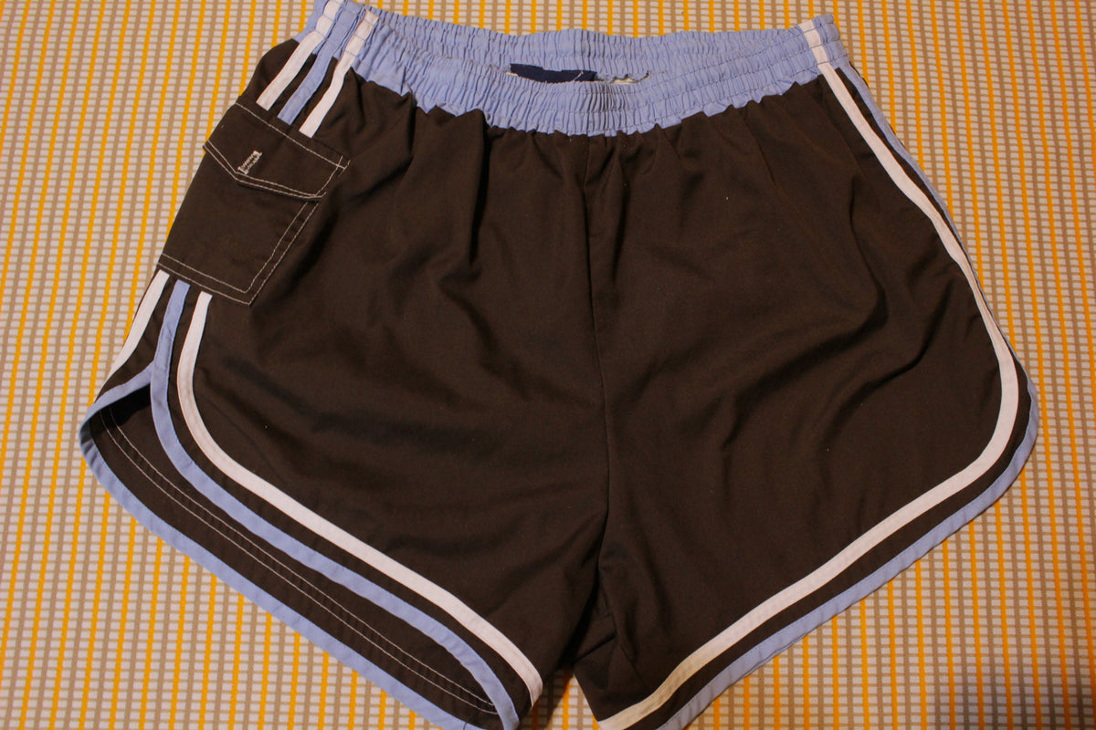 Polo Mates Vintage 70's 80's Striped Swimming Shorts. Men's Medium W/ Drawstring