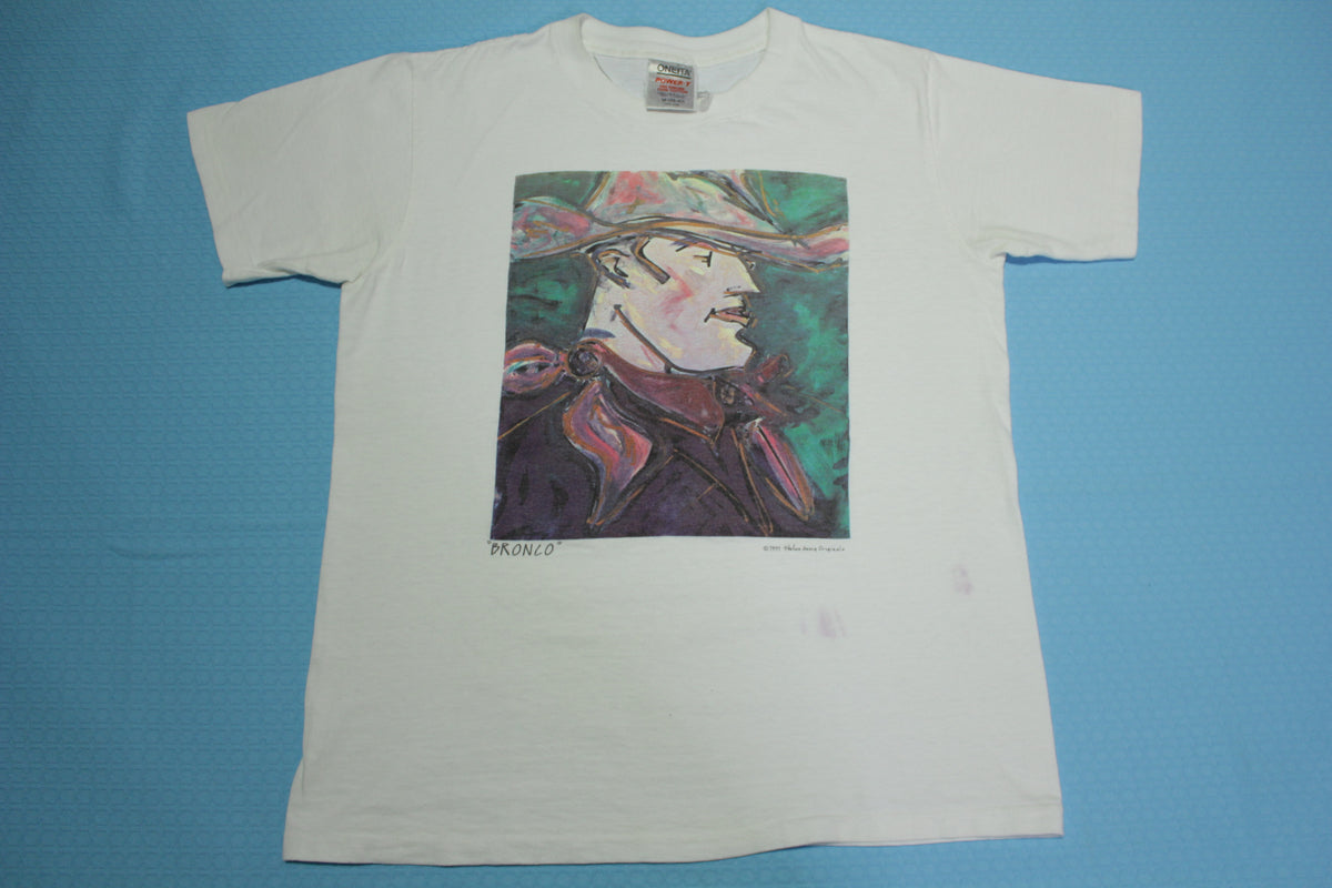 BRONCO Stefan Georg Originals 1991 Vintage 90's NYC Oneita Single Stitch Art T-Shirt