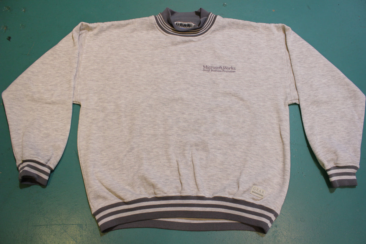 Microsoft Works Small Business Promotion Vintage 90's Striped Crewneck Sweatshirt