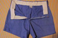 Men's Blue Groovy 70's Shorts.  Dickies Style Wide Belt Loops. 4 Pocket.