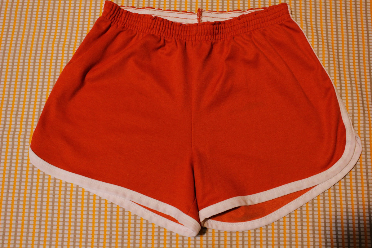 1980's Red White Striped Vintage Gym Shorts. Medium