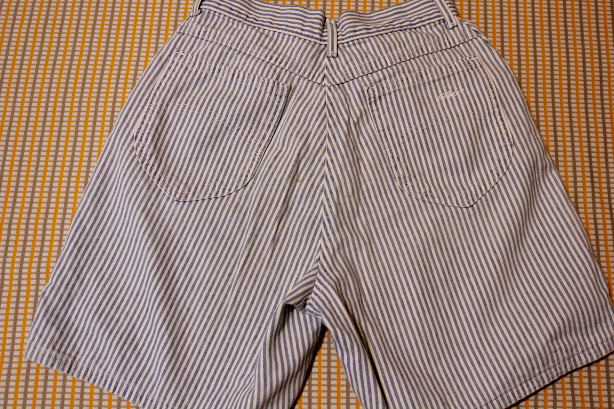 Chic Vintage 80's Pin Striped High Waist Made in USA Jean Shorts Womens Small