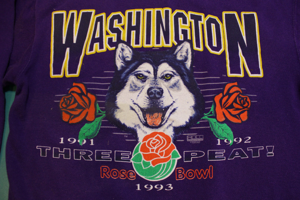 UW Washington Huskies Three Peat Rosebowl 1993 Vintage 90's Crewneck Sweatshirt