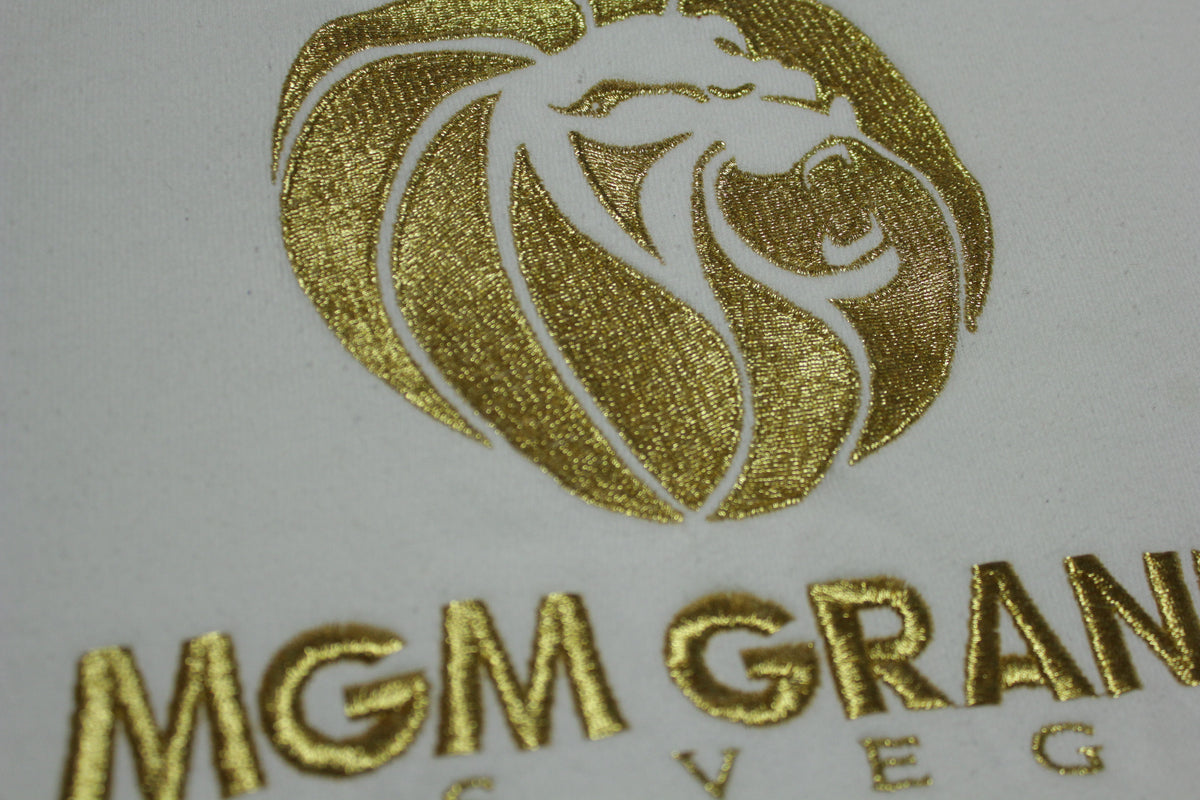 MGM Grand Las Vegas Vintage 1993 90's Gold Embroidered Cocaine White Sweatshirt