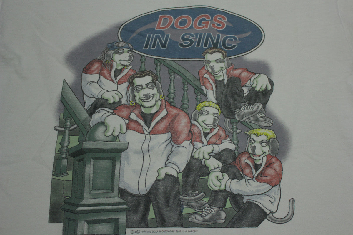 NSYNC Vintage Dogs In Sinc Little Big Dogs 1999 90's Parody T-Shirt