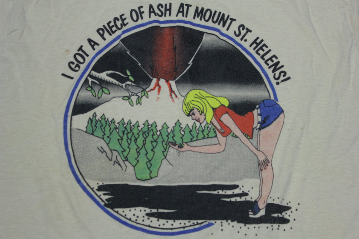 I Got A Piece Of Ash Mt. St. Helens Vintage 80's Single Stitch Funny T-Shirt