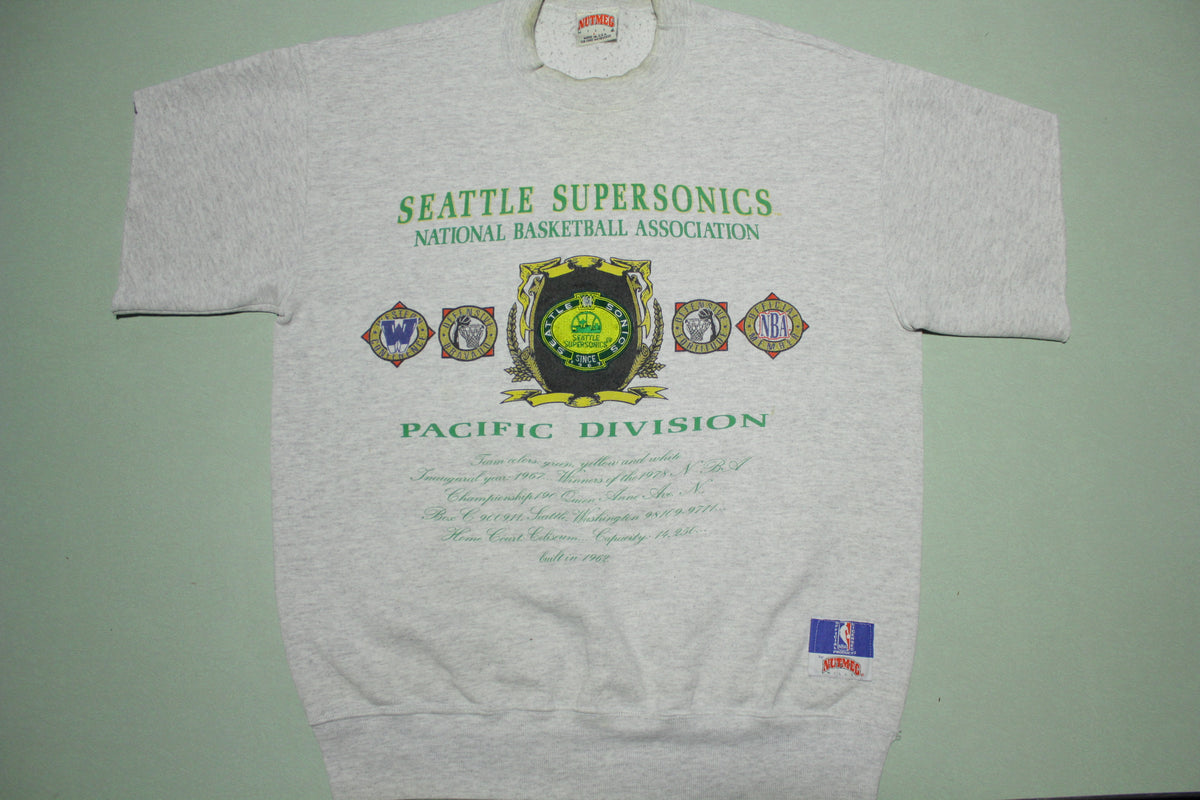 Seattle Super Sonics Vintage 90's Nutmeg Made in USA Cut Sleeve Crewneck Sweatshirt