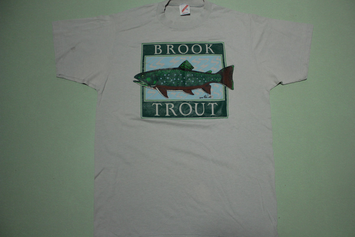 Brook Trout Vintage 1989 Jerzees 80's Single Stitch Thin Soft Graphic T-Shirt