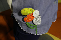 Little House Creations Vintage Chambray Button Up Chore Shirt & Garden Flowers