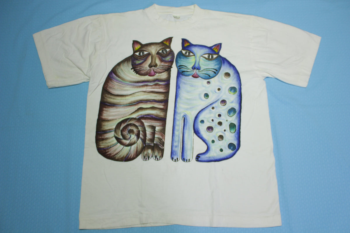Cat Artist Painting Vintage 90's T-Shirt