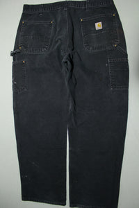 Carhartt B01 BLK Washed Duck Work Double Knee Front Pants Distressed