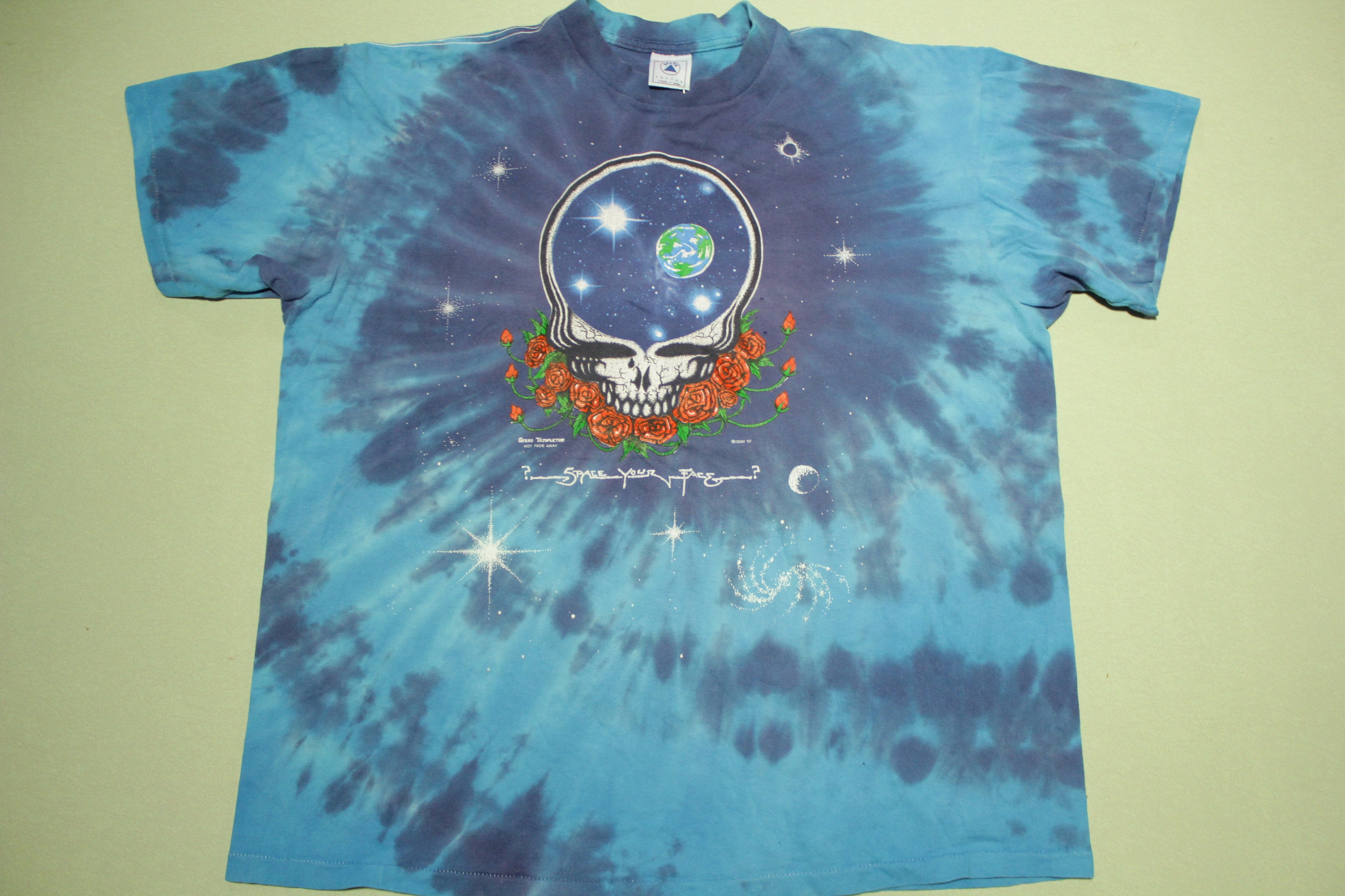 Grateful Dead 1987 Blue Tie Dye Space Your Face Gregg Templeton Vintag –  thefuzzyfelt