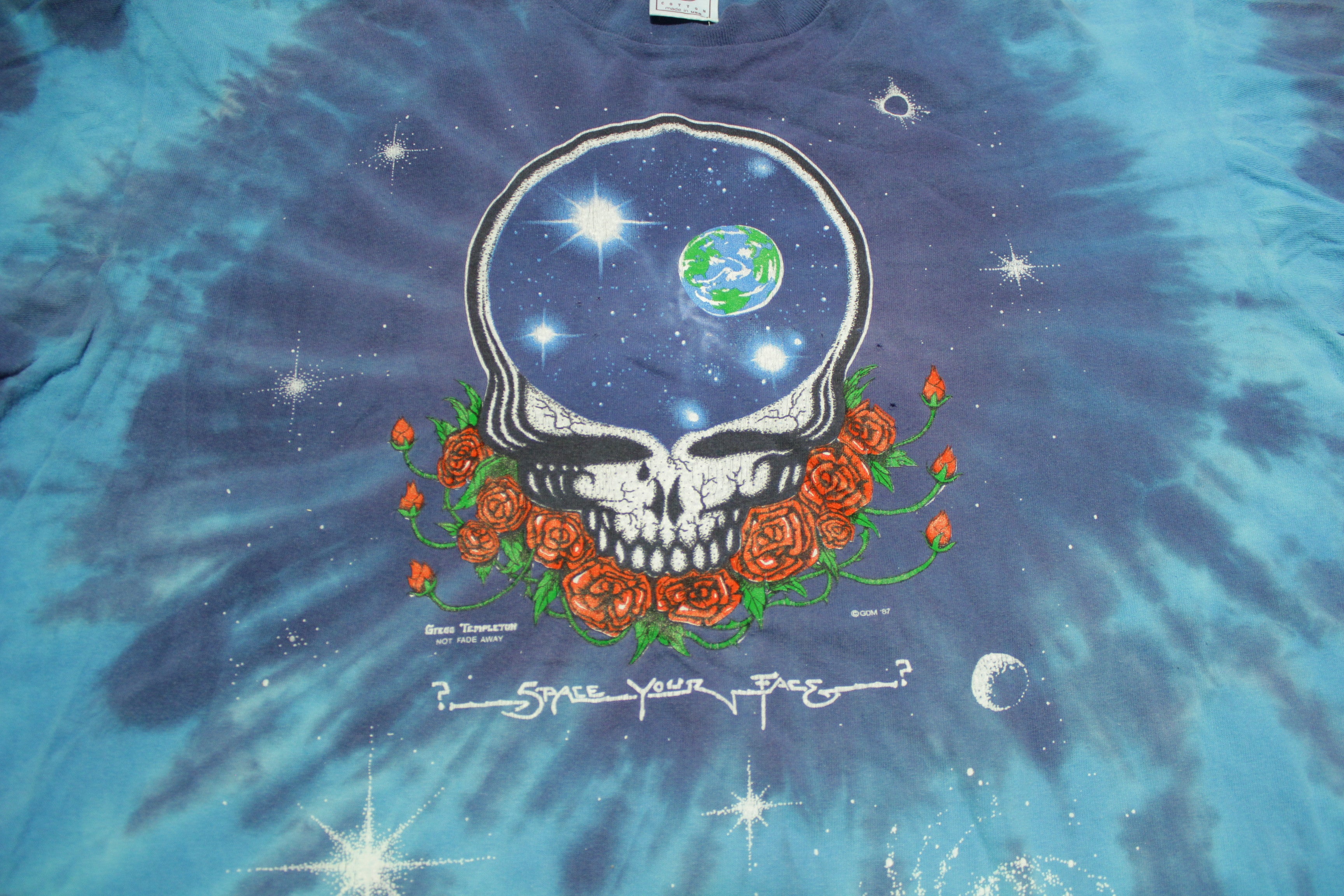 Grateful Dead 1987 Blue Tie Dye Space Your Face Gregg Templeton Vintag –  thefuzzyfelt