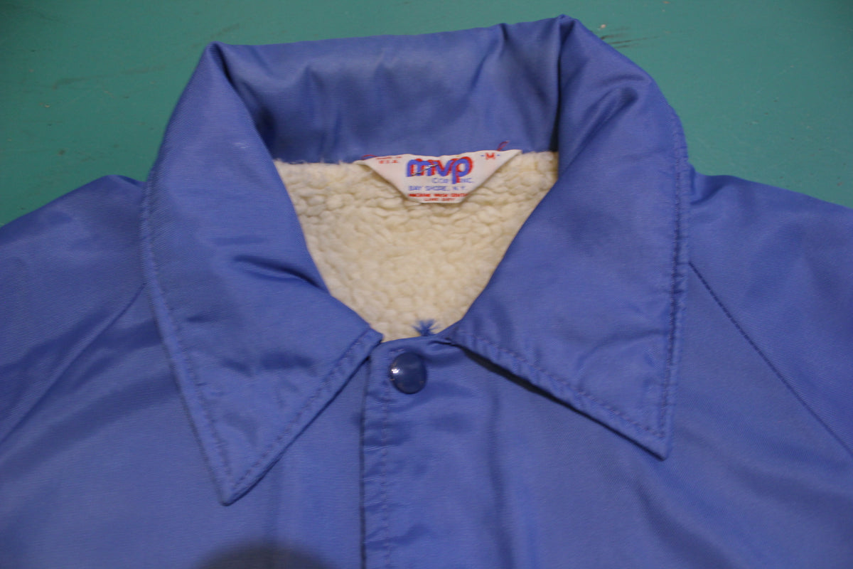 MVP 1980's Vintage Sherpa Lined Blue Awesome Windbreaker Coach Jacket