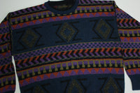 Michael Gerald Vintage 1980's  Fireplace Striped Geometric Acrylic Sweater