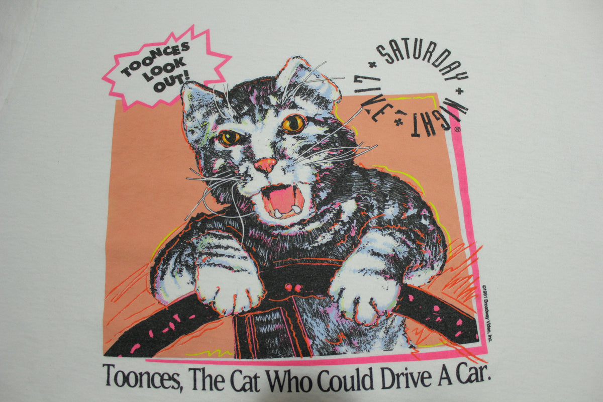 Toonces The Driving Cat Vintage 1991 SNL Saturday Night Live Skit 90's T-Shirt