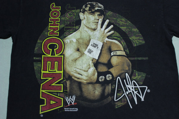 John Cena 2007 WWE Dated Signature You Can't See Me Wrestling T-Shirt