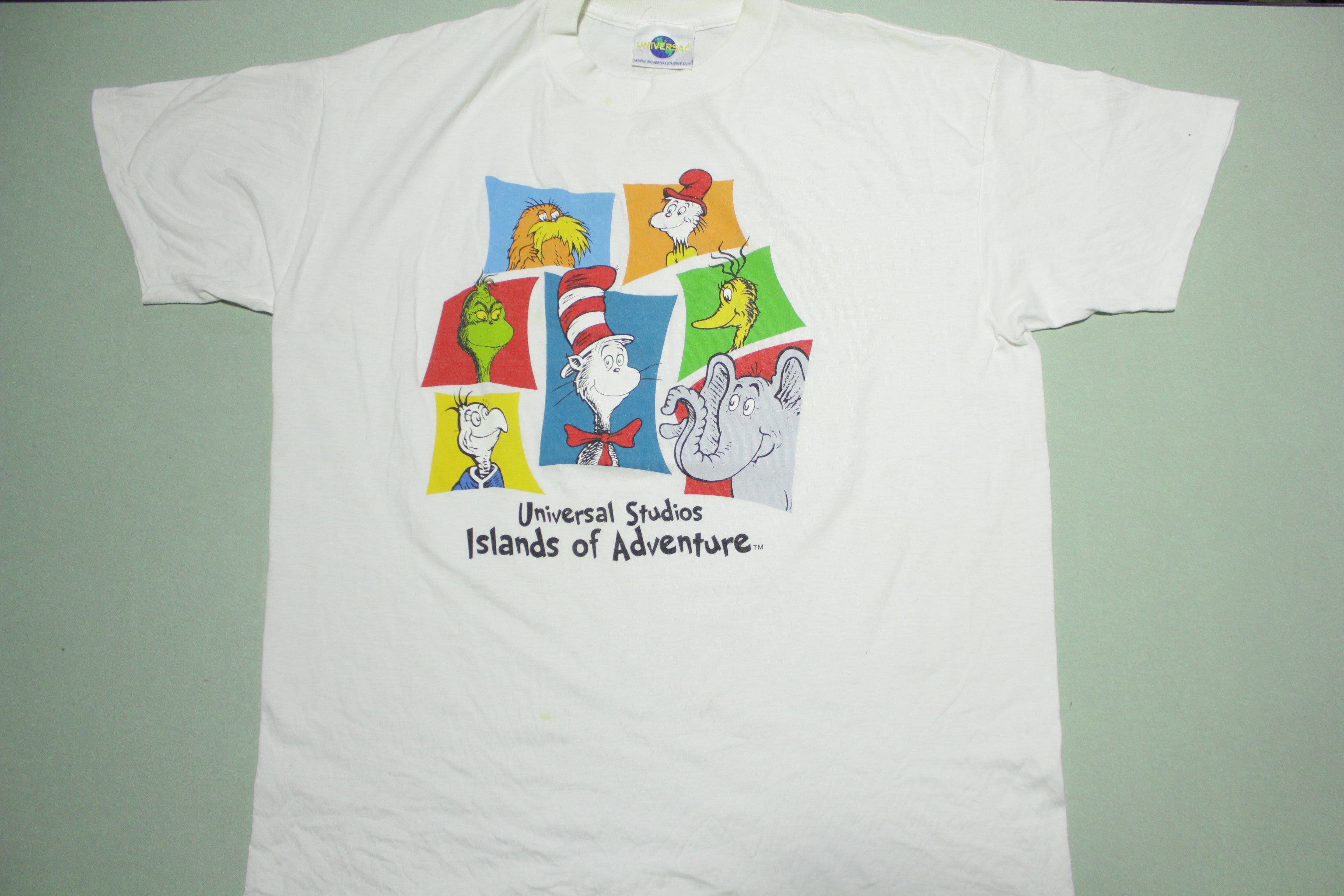 Dr. Seuss buy Landing Universal Studios Shirt Green Eggs Islands Adventure XL Vtg