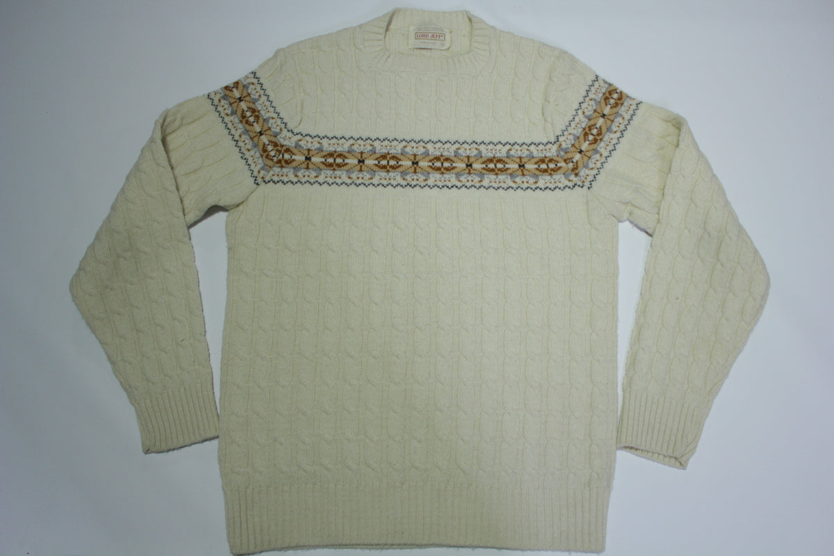 Lord Jeff Made In USA Wintuk Orlon Vintage 60's Cabled Winter Fireplace Make Out Sweater