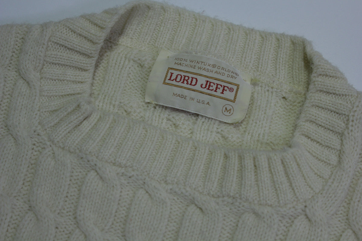Lord Jeff Made In USA Wintuk Orlon Vintage 60's Cabled Winter Fireplace Make Out Sweater