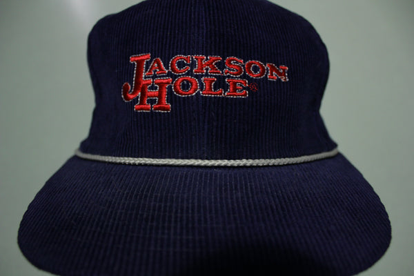 Jackson Hole Vintage 80's Corduroy Rope Cord Adjustable Snapback Trucker Hat Cap