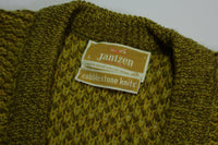 Jantzen Cobblestone Knits Solid Gold Vintage 60's Virgin Wool Cardigan Sweater