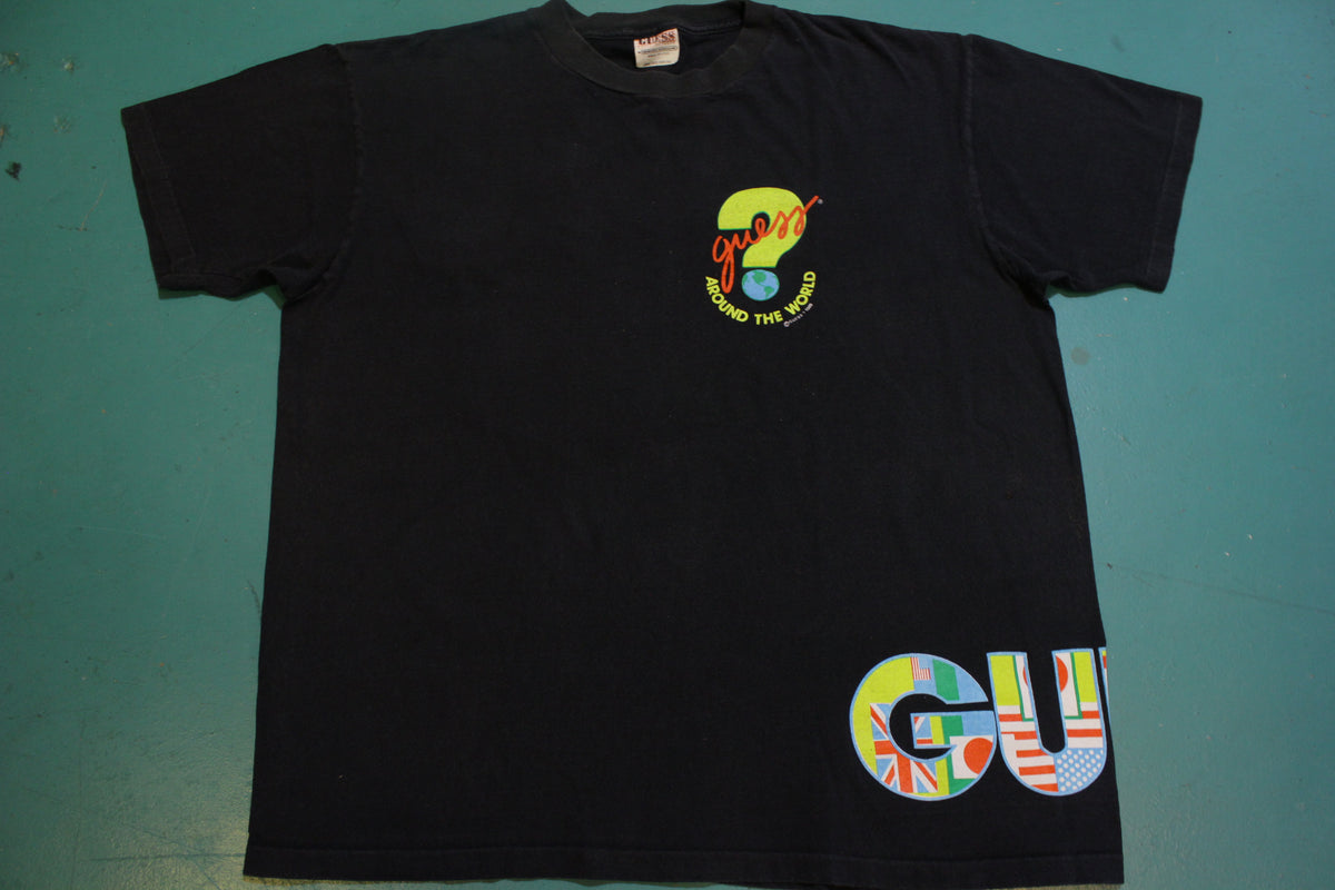 Guess 1989 Around The World Georges Marciano Print Vintage 80's T-Shirt