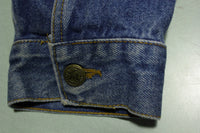 Marlboro Country Store Vintage Leather Collar Plaid Lining 90s Denim Jean Jacket