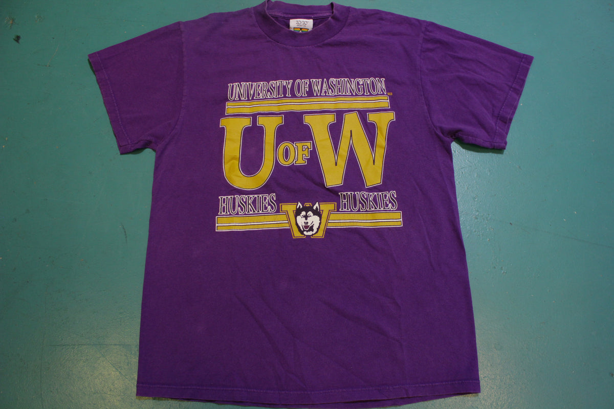 U of W University of Washington Huskies Vintage 90's College T-Shirt