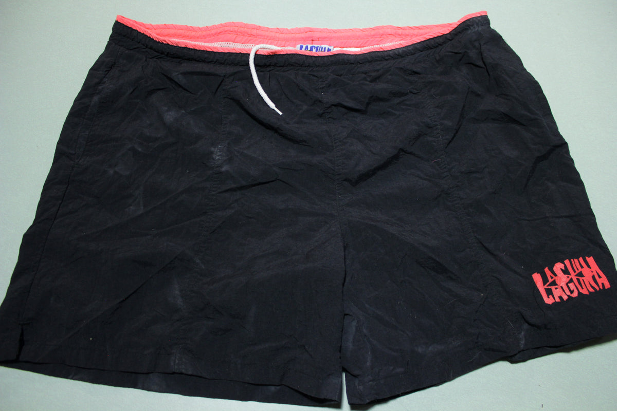 Laguna Beach Vintage Hot Pink Elastic Waist 80s Swimming Running Shorts