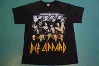 Kiss Def Leppard 40 Year Anniversary Make Up Tour Cities 2014 Double Sided T-Shirt