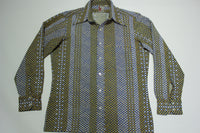 Knit Trix Jandy Place Collection Bardon Inc. Vintage 70's Disco Button Polyester Shirt